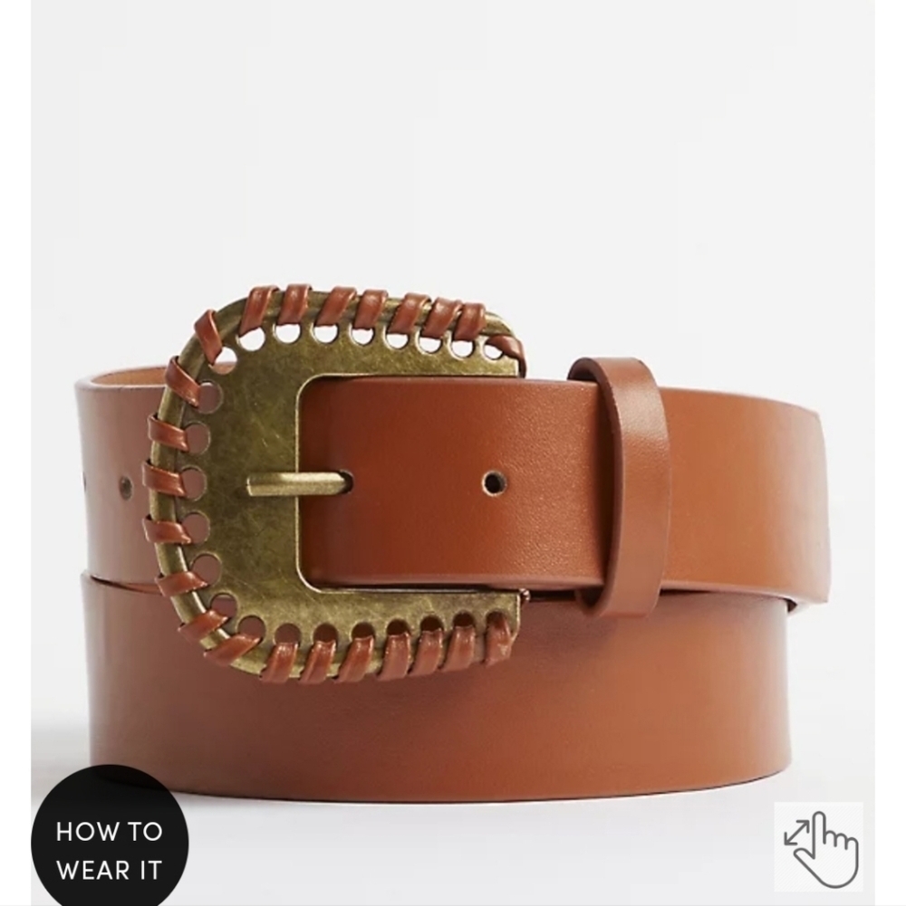 🆕️ COGNAC WHIPSTICH BELT - FAUX LEATHER